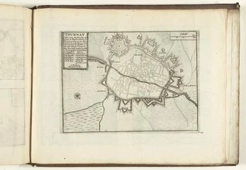 Austrian Museums, 17th-20th ct, Tournai map, 1726; Tournay Ville Forte des Pais Fotos Stock