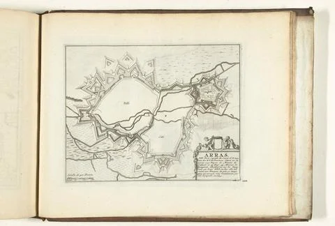 Austrian Museums, 17th-20th ct, Map of Arras, 1726; Arras. Ville Forte Capitale Fotos Stock