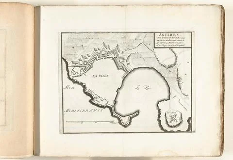 Austrian Museums, 17th-20th ct, Map of Antibes, ca. 1702; Antibes, Ville et port Stockfoto's