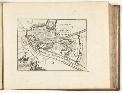 Austrian Museums, 17th-20th ct, Map of Lige, 1726; Liege, Ville Forte et Stock Photos