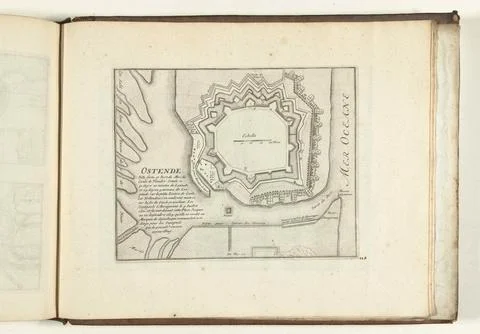 Austrian Museums, 17th-20th ct, Map of Ostend, 1726; Ostende Ville Forte, et Stockfoto's
