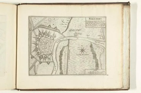 Austrian Museums, 17th-20th ct, Map of Nieuwpoort, 1726; Nieuport Port De Mer Stock Photos