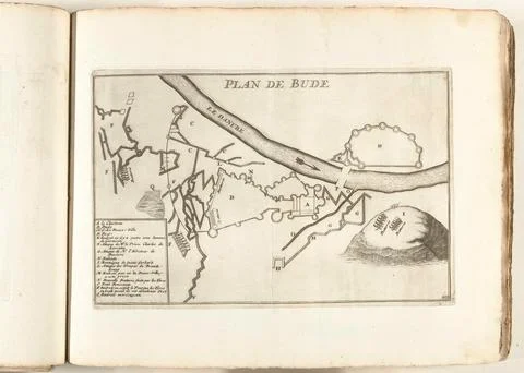 Austrian Museums, 17th-20th ct, Map of Buda, ca. 1702; Plan De Bude; Les Forces Stock Photos