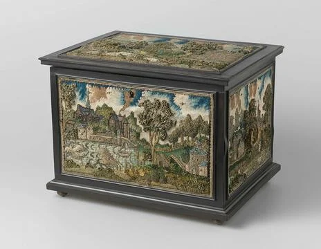 Austrian Museums, 17th-20th ct, Ebony veneered, rectangular coffin with Stock Photos