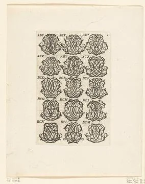 Austrian Museums, 17th-20th ct, Fifteen letter monograms (ABS-BCM); Livre Stock Photos