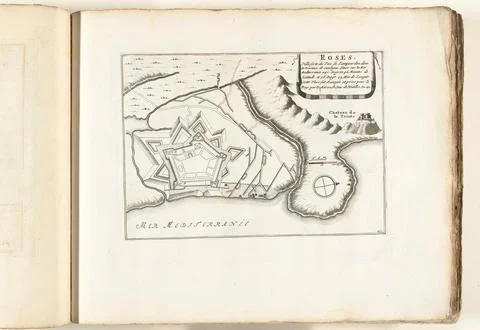 Austrian Museums, 17th-20th ct, Map of Rosas, ca. 1702; Roses, Ville Forte du Stock Photos