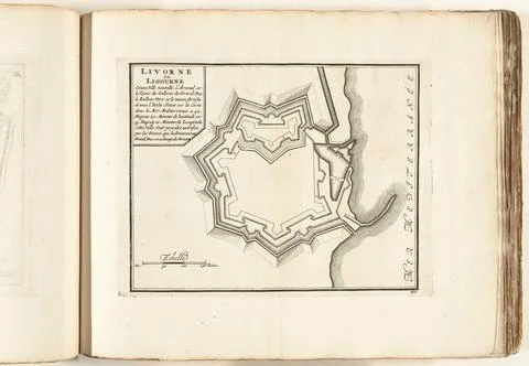 Austrian Museums, 17th-20th ct, Map of Livorno, ca. 1702; Livorne Ou Ligourne Fotos Stock
