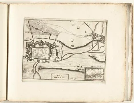 Austrian Museums, 17th-20th ct, Map of Calais, ca. 1702; Calais Ville Forte de Fotos Stock