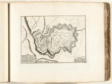Austrian Museums, 17th-20th ct, Map of Pinerolo, approx. 1702; Pignerol, Ville Fotos Stock