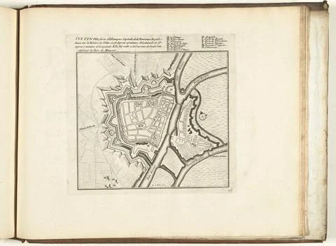 Austrian Museums, 17th-20th ct, Map of Stettin, 1726; Stetin Ville Forte Fotos Stock
