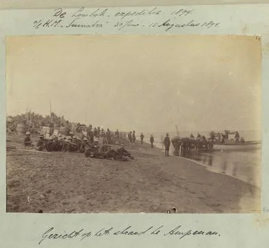 Austrian Museums, 17th-20th ct, Dutch East Indies, the beach in Ampenan with 스톡 사진