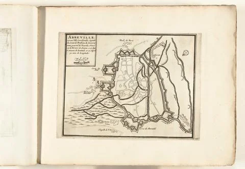 Austrian Museums, 17th-20th ct, Map of Abbeville, approx. 1702; Abbeville, Est Fotos Stock