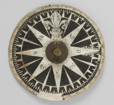 Austrian Museums, 17th-20th ct, Compass Card. The rose has a brass cap in the Stock Photos
