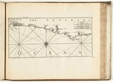 Austrian Museums, 17th-20th ct, Map of the Spanish North Coast at Gijn, 1726; Stock Photos