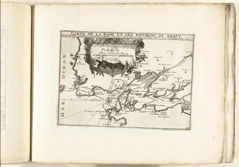 Austrian Museums, 17th-20th ct, Map of the coast at Brest, ca. 1702; Carte de la Foto stock