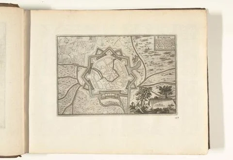Austrian Museums, 17th-20th ct, Map of Maubeuge, 1726; Maubeuge Au Roy Cette Fotos Stock