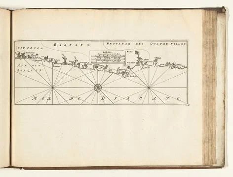 Austrian Museums, 17th-20th ct, Map of the Spanish North Coast between Bilbao Stock Photos