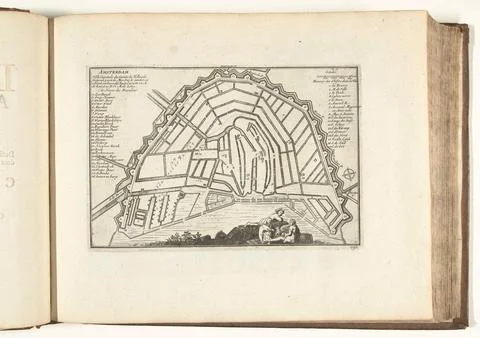 Austrian Museums, 17th-20th ct, Map of Amsterdam, 1726. Map of the defenses to Stock Photos
