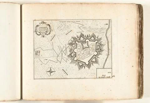 Austrian Museums, 17th-20th ct, Map of Carmagnola, ca. 1702; Carmagnole Ville Fotos Stock