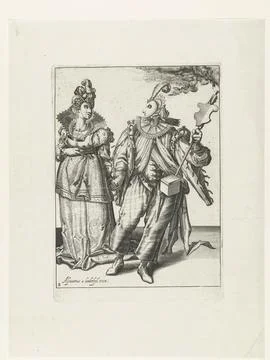 Austrian Museums, 17th-20th ct, A masked woman entrained by a masked man with a Stock Photos