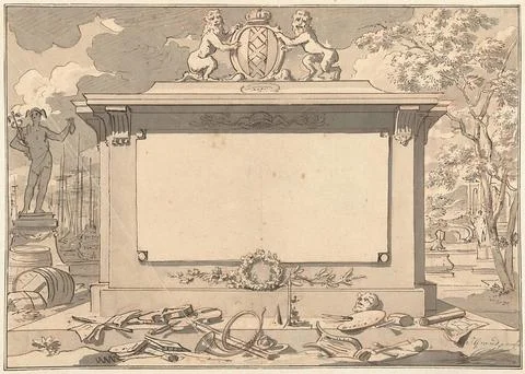Austrian Museums, 17th-20th ct, Monument with attributes of Amsterdam, the Stock Photos