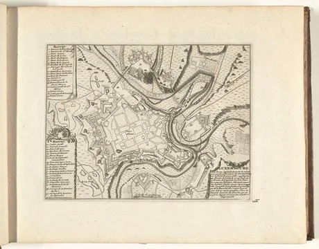 Austrian Museums, 17th-20th ct, Map of Luxembourg, 1726; Luxembourg Ville Forte, Fotos Stock