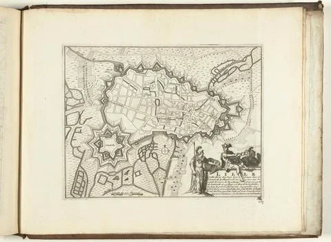 Austrian Museums, 17th-20th ct, Map of Lille, 1726; Lille Ville Forte des Pais Stock Photos