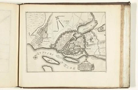 Austrian Museums, 17th-20th ct, Map of Hamburg, 1726; Hamborg, Ville Imperial Fotos Stock