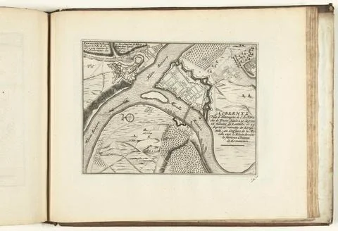Austrian Museums, 17th-20th ct, Koblenz map, 1726; Coblentz Ville d'Allemagne, Fotos Stock