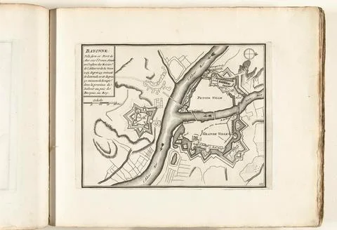 Austrian Museums, 17th-20th ct, Map of Bayonne, approx. 1702; Bayonne. Ville Stockfoto's