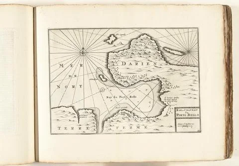 Austrian Museums, 17th-20th ct, Map of the Bay of Porto Bello in Panama, approx. Stock Photos