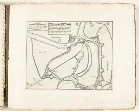 Austrian Museums, 17th-20th ct, Map of Dendermonde, approx. 1702; Dendermonde, Fotos Stock