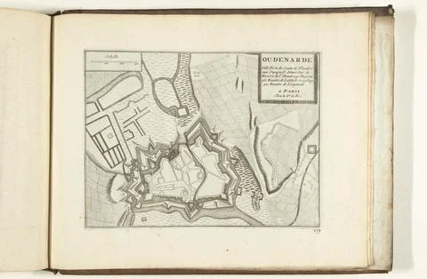 Austrian Museums, 17th-20th ct, Map of Oudenaarde, 1726; Oudenijde Ville Forte Fotos Stock