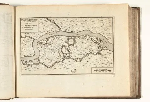 Austrian Museums, 17th-20th ct, Map of Stevensweert, 1726; St Stevenswort et Les Fotos Stock