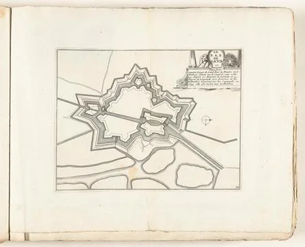 Austrian Museums, 17th-20th ct, Map of Sas-van-Gent, approx. 1702; Le Sas de Fotos Stock