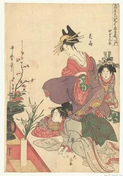 Austrian Museums, 17th-20th ct, Admire flower arrangements; Parody on the 스톡 사진