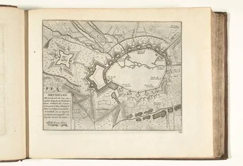 Austrian Museums, 17th-20th ct, Map of Brussels, 1726; Bruxelles, Ville Fotos Stock