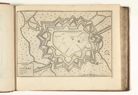 Austrian Museums, 17th-20th ct, Map of Geldern, 1726; La Ville de Gueldre; Les Fotos Stock
