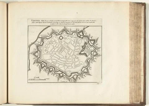 Austrian Museums, 17th-20th ct, Map of Vercelli, 1726; Verceil Ville Forte and Stockfoto's
