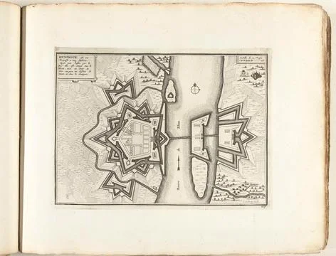 Austrian Museums, 17th-20th ct, Huningue map, ca. 1702; HUNINGUE EST UNE Fotos Stock