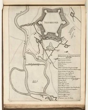 Austrian Museums, 17th-20th ct, Map of Neuhusel, 1726; Neuheusel; Les Forces de Stockfoto's