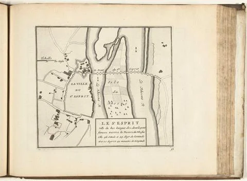 Austrian Museums, 17th-20th ct, Map of Pont-Saint-Esprit, 1726; Le St. Esprit, Stock Photos
