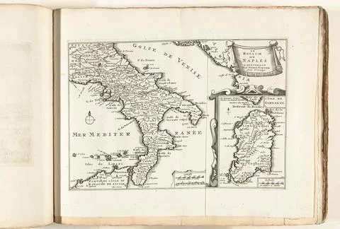 Austrian Museums, 17th-20th ct, Map of the Kingdom of Naples, ca. 1702; Le Stock Photos