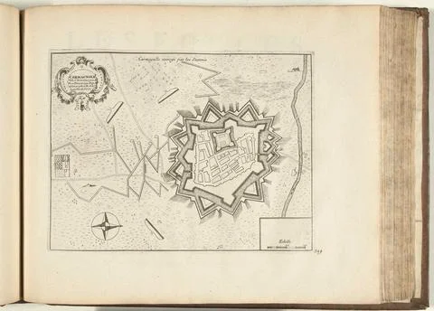 Austrian Museums, 17th-20th ct, Map of Carmagnola, 1726; Carmagnole Ville Stockfoto's