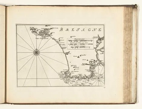 Austrian Museums, 17th-20th ct, Map of the south coast of Brittany, 1726; Les Stock Photos