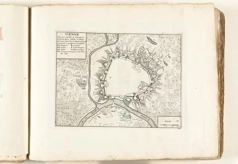 Austrian Museums, 17th-20th ct, Vienna map, approx. 1702; Vienne Ville Forte Fotos Stock