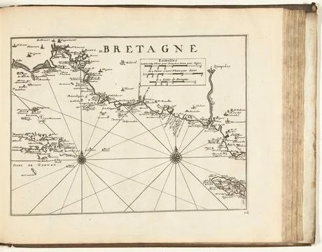 Austrian Museums, 17th-20th ct, Map of the south coast of Brittany, 1726; Les Stock Photos