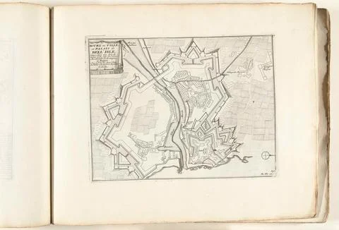 Austrian Museums, 17th-20th ct, Map of Belle Ile, ca. 1702; Bourg Ou Ville, et Stock Photos