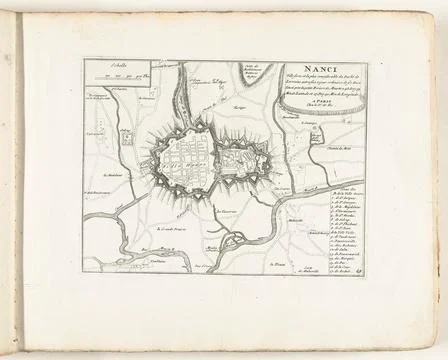 Austrian Museums, 17th-20th ct, Map of Nancy, ca. 1702; Nanci Ville Forte et La Fotos Stock