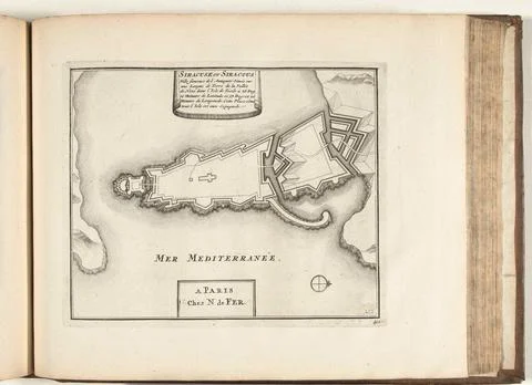 Austrian Museums, 17th-20th ct, Syracuse map, 1726; Siracuse ou siracus ville Fotos Stock